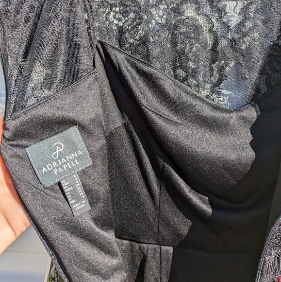 NWT Adrianna Papell formal black lace embroidered maxi dress - Picture 10 of 13